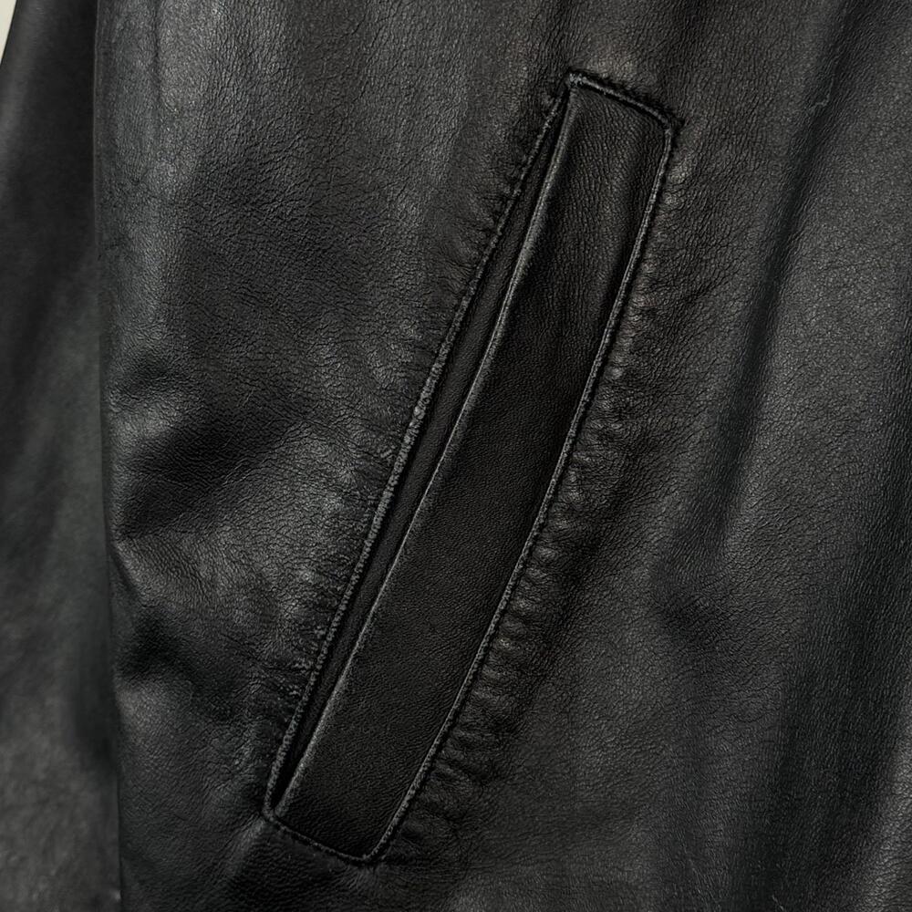 Trader Bay Leather Jacket Mens‎ Size XL Black Full Zip Heavyweight Flight Bomber - Picture 9 of 9